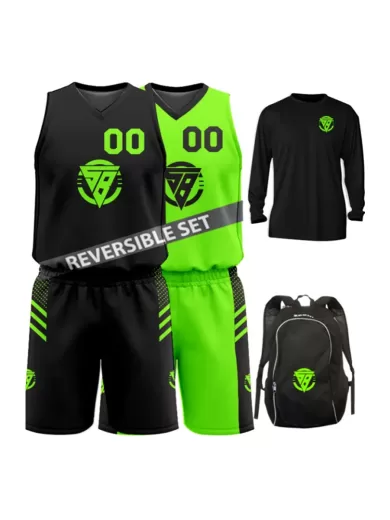 Reaction Reversible Package ( Reaction Reversible Basketball Set, Long Sleeve Warm-up Jersey & Bag)