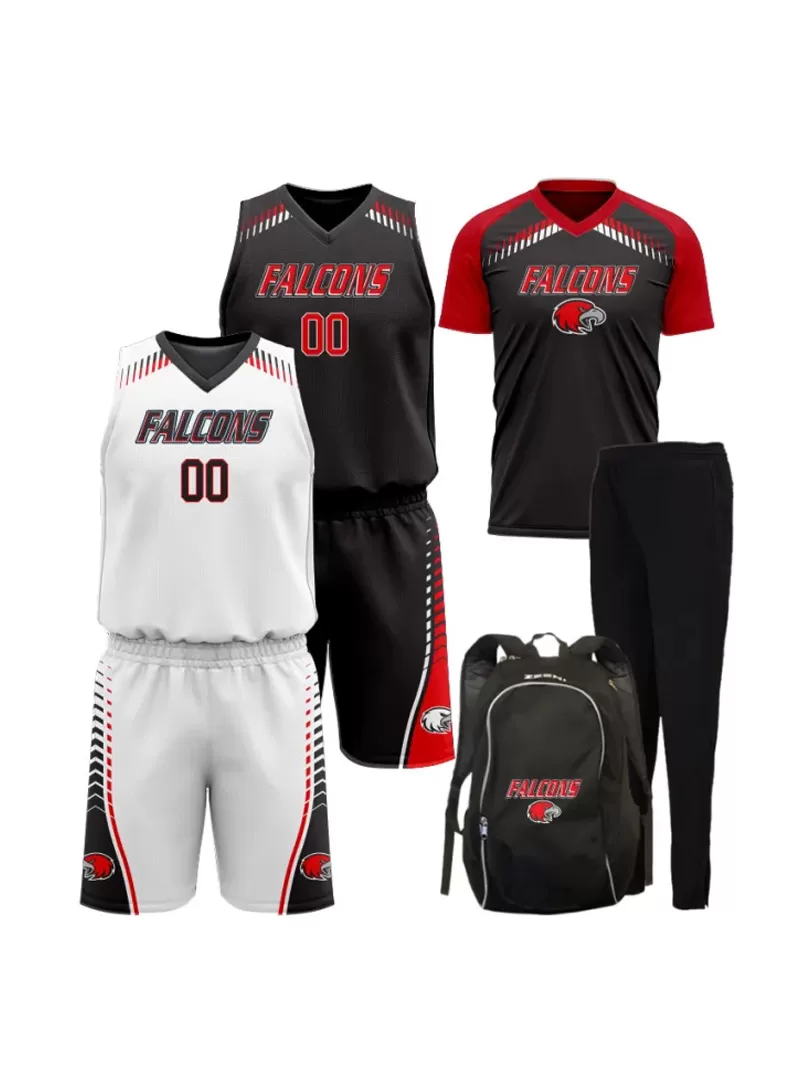 Basketball Package-Fade-away ( Fade-away Sublimated Sets, Sublimated Warm Up, Tapered Leg Pants, Bag)