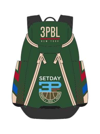 3PBL Green White Blue Red and Black Basketball Backpacks