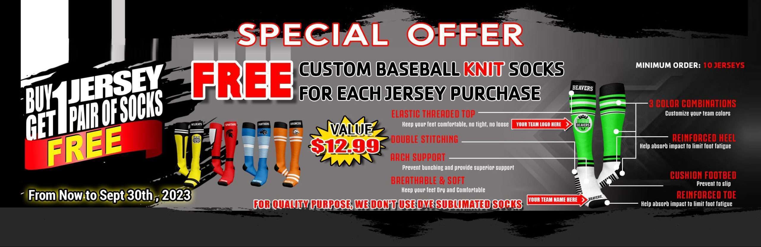 Custom baseball Knit Socks For Each Jersey Purchase