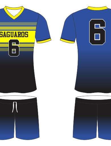 Blue and yellow mail volleyball uniforms