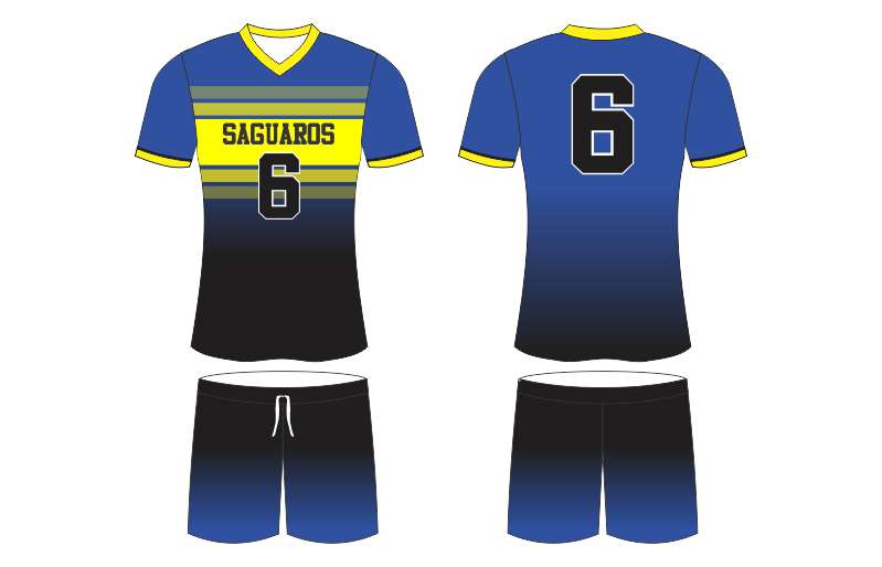Blue and yellow mail volleyball uniforms