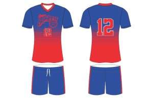 blue and green volleyball uniform