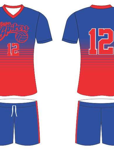 blue and green volleyball uniform