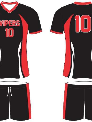 red and black male volleyball uniform