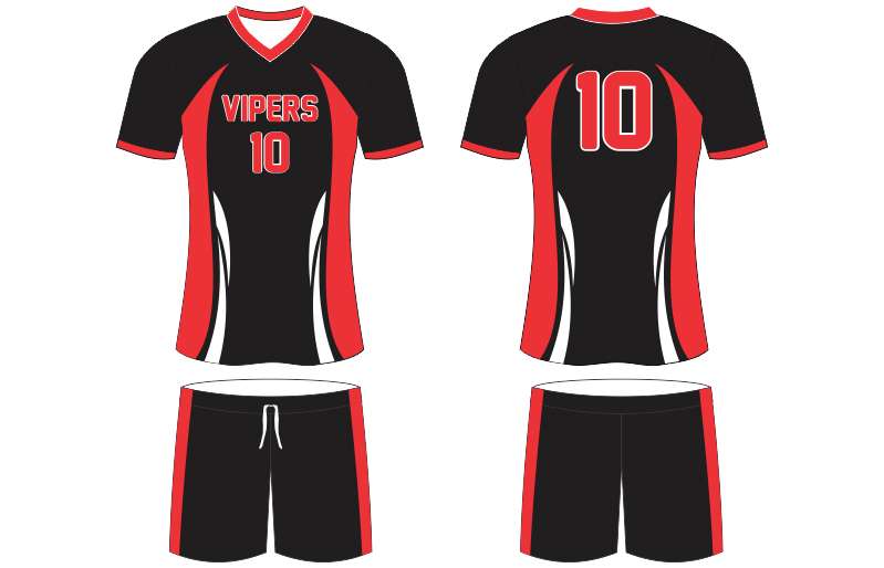red and black male volleyball uniform